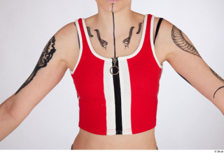 Quisha casual dressed red zipper crop top upper body 0001.jpg